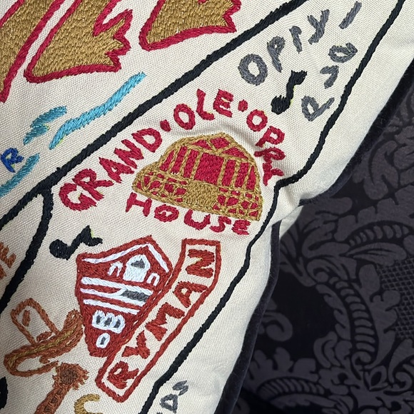 NASHVILLE Hand-Embroidered Pillow NWOT - Picture 12 of 15